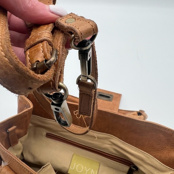 JOYN Canvas & Leather Satchel Tote Bag – Yellow Floral Print –Handmade Fair Trad - Picture 5 of 10